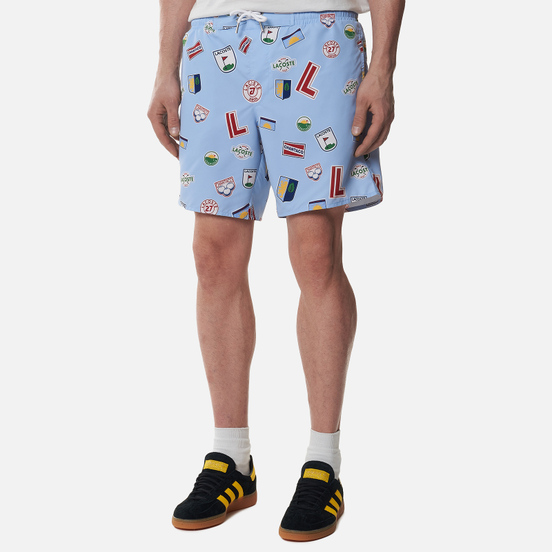 Мужские шорты Lacoste Lace-Up Waist Print Swim Nattier Blue/White