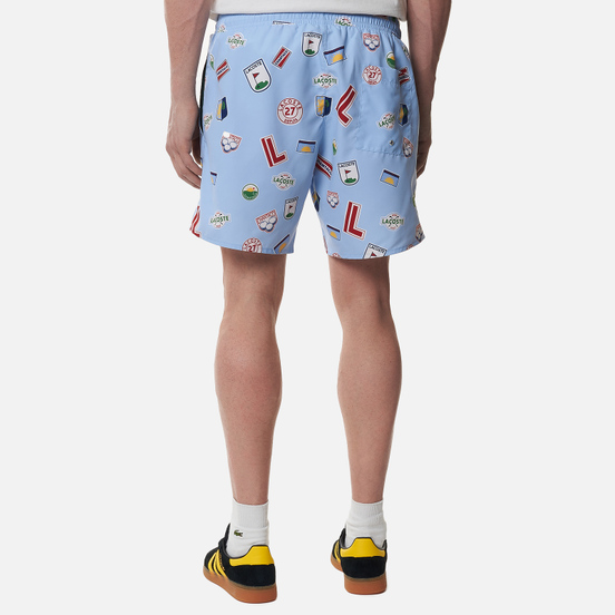Мужские шорты Lacoste Lace-Up Waist Print Swim Nattier Blue/White