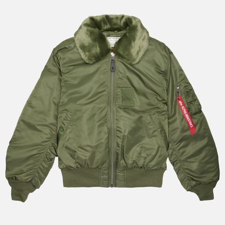 Мужская куртка бомбер Alpha Industries Alpha B-15 Flight, цвет зелёный, размер L