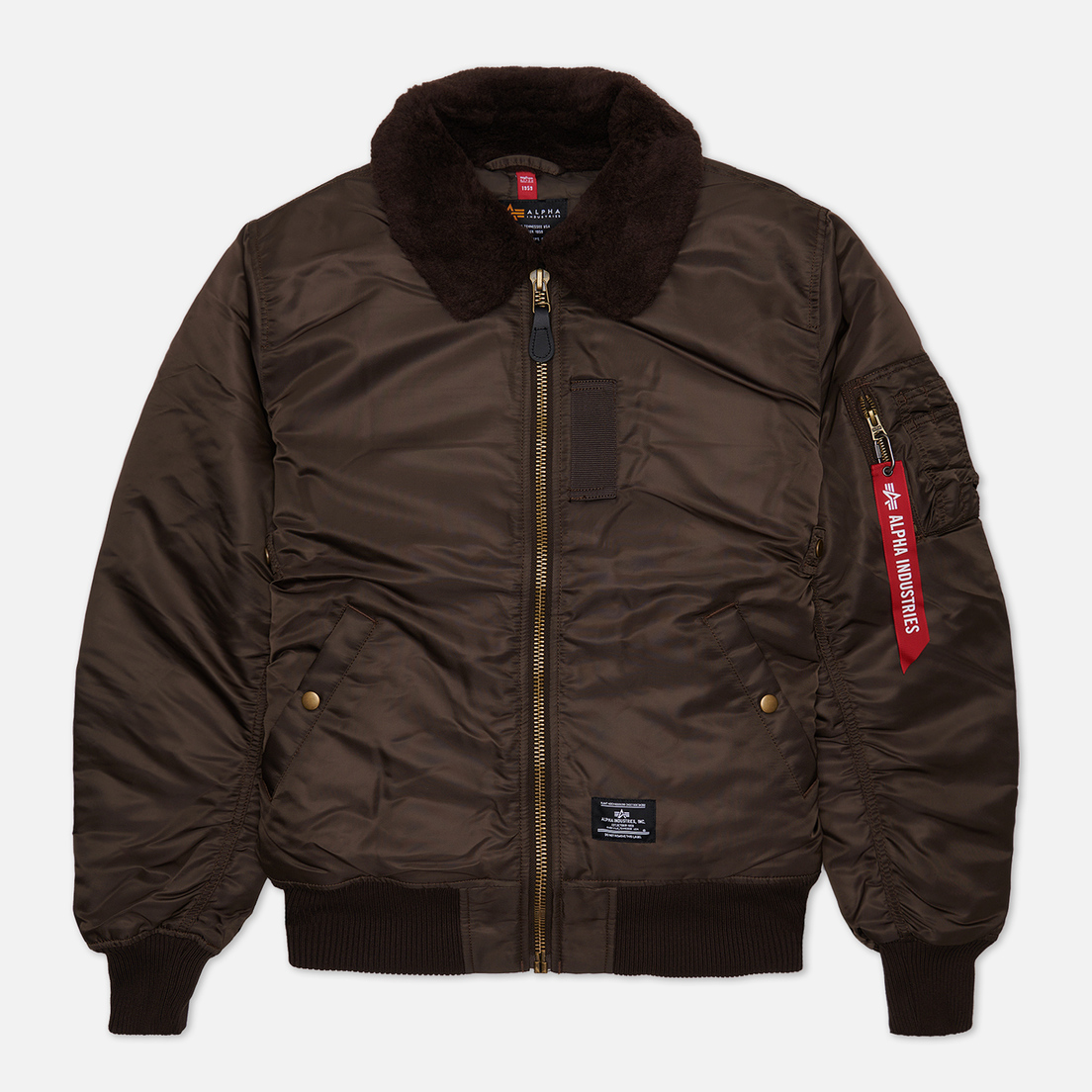 Alpha Industries Мужская куртка бомбер B-15 Mod Flight Faux Mouton Collar