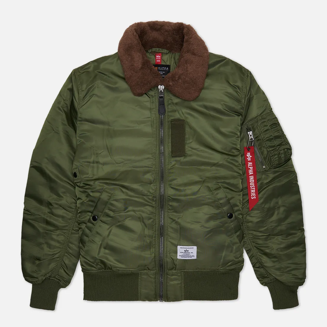 Alpha Industries Мужская куртка бомбер B-15 Mod Flight Faux Mouton Collar