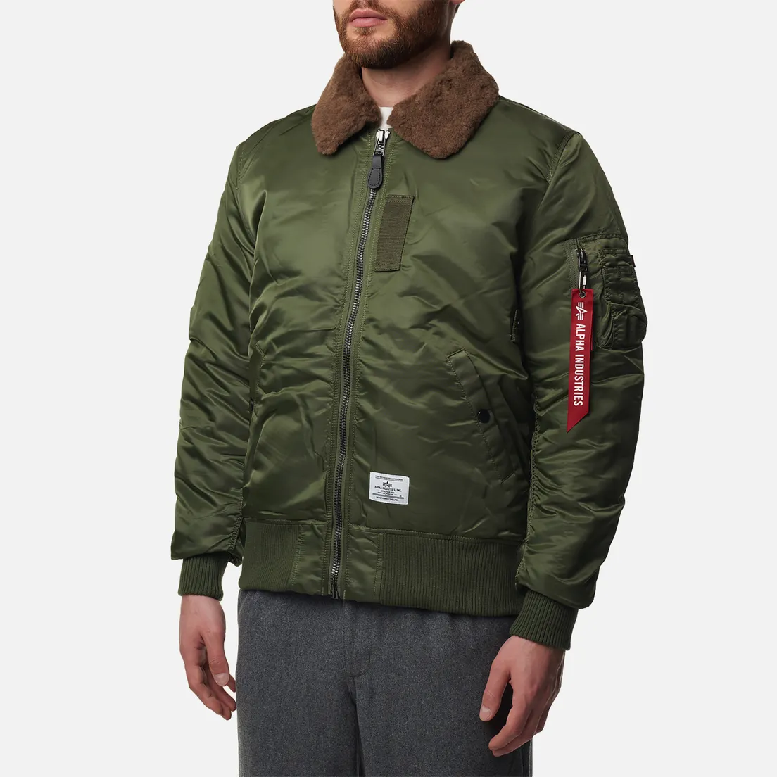 Alpha Industries Мужская куртка бомбер B-15 Mod Flight Faux Mouton Collar