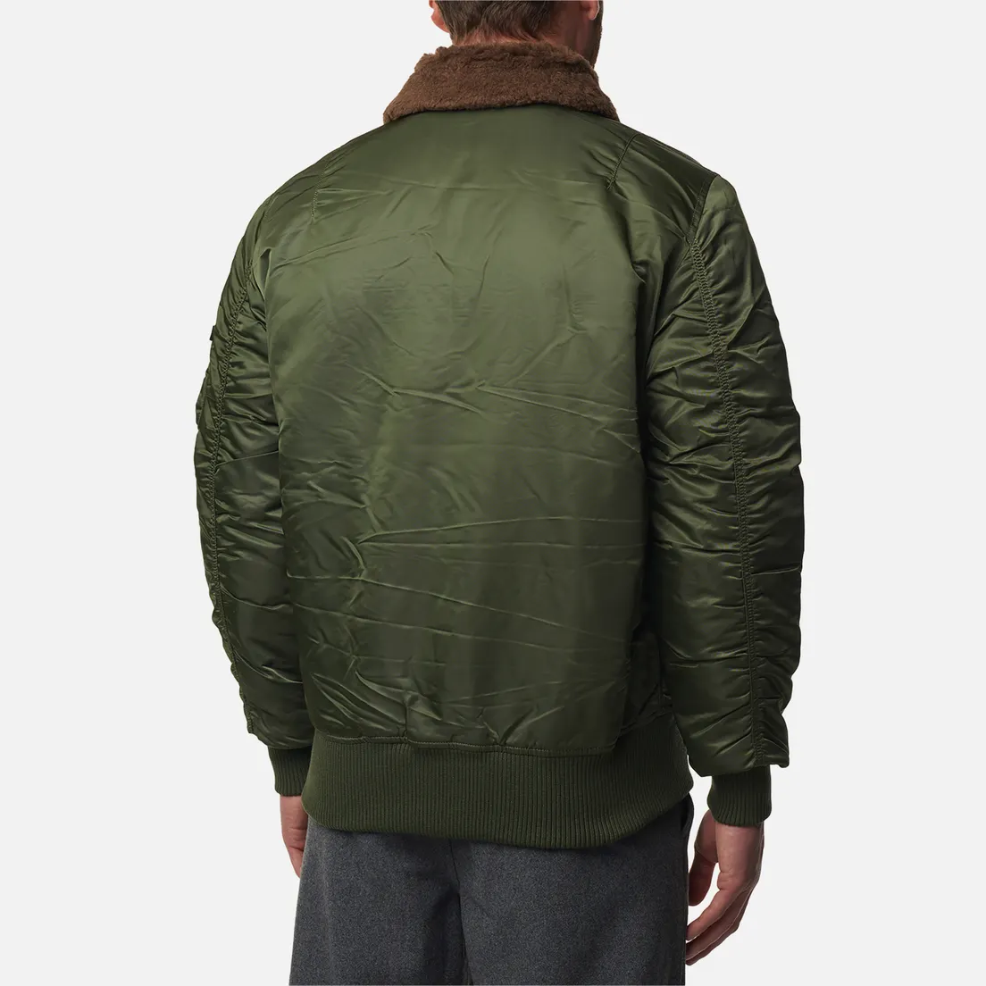 Alpha Industries Мужская куртка бомбер B-15 Mod Flight Faux Mouton Collar