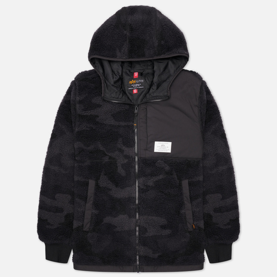 Мужская куртка Alpha Industries Sherpa Utility Hooded Black Woodland Camo