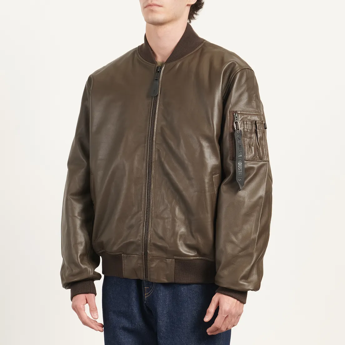 Alpha Industries Мужская куртка бомбер Leather MA-1 Flight