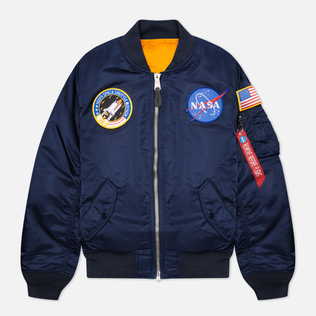 Мужская куртка бомбер Alpha Industries MA-1 NASA, цвет синий, размер L