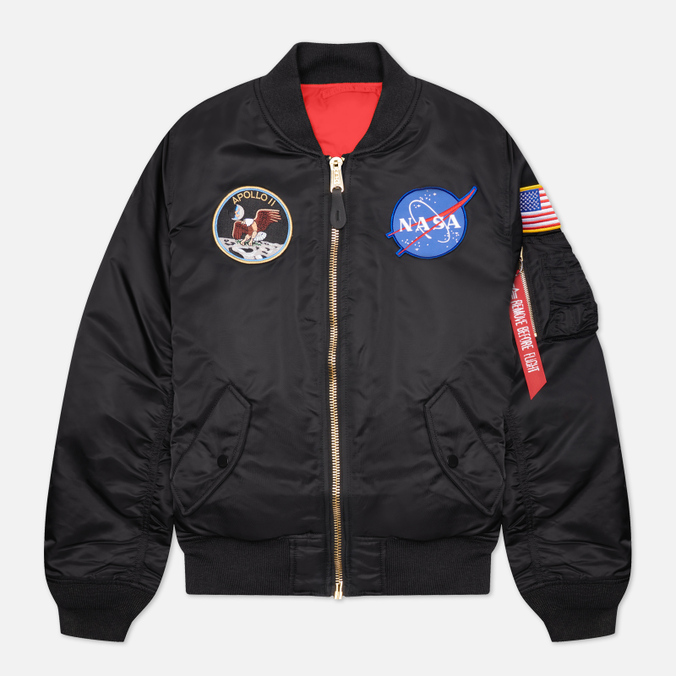 Мужская куртка бомбер Alpha Industries, цвет чёрный, размер S MJM21097C1-001 MA-1 Apollo NASA - фото 1