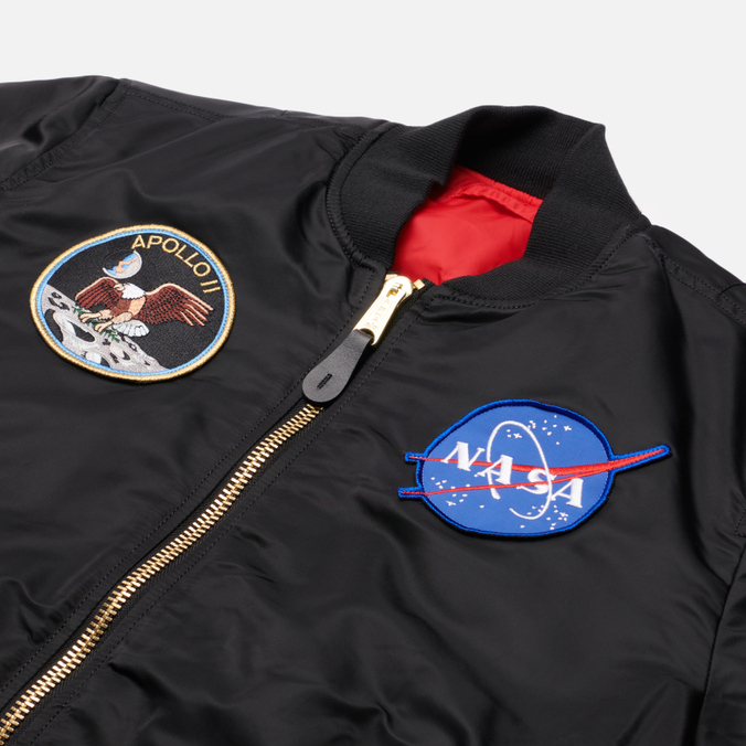 Мужская куртка бомбер Alpha Industries, цвет чёрный, размер S MJM21097C1-001 MA-1 Apollo NASA - фото 2