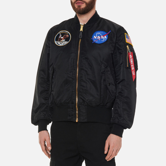 Мужская куртка бомбер Alpha Industries MA-1 Apollo NASA Black