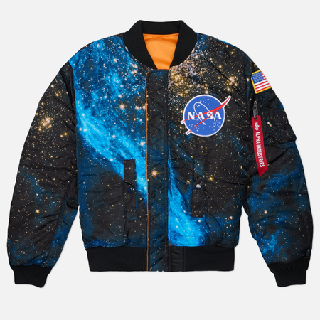 Мужская куртка бомбер Alpha Industries MA-1 Heritage Fit Flight Nasa Galaxy, цвет оранжевый, размер M