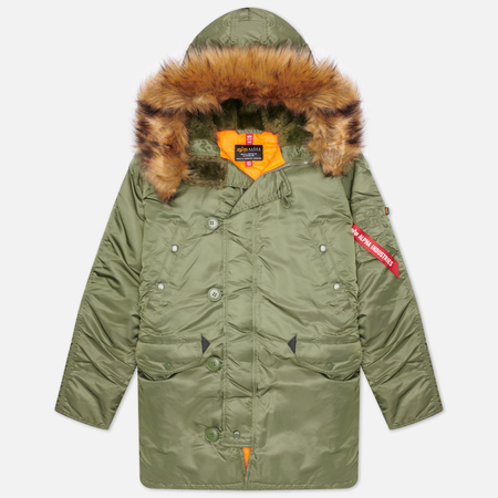 Мужская куртка парка Alpha Industries N-3B Slim Fit, цвет оливковый, размер S