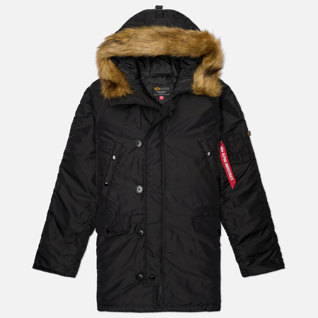 Мужская куртка парка Alpha Industries N-3B Logo Oxford, цвет чёрный, размер XXL
