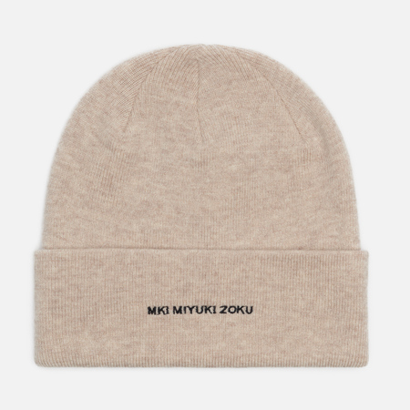 фото Шапка mki miyuki-zoku merino logo embroidered, цвет бежевый