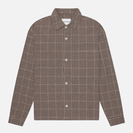 Мужская рубашка MKI MIYUKI ZOKU Seersucker Check Box Dress, цвет коричневый
