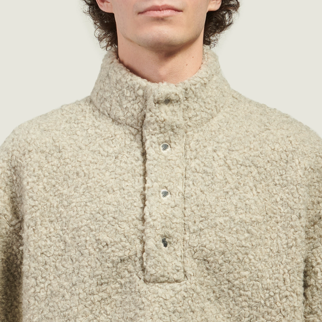 MKI Miyuki-Zoku Мужская толстовка Wool Fleece Quarter Button Up