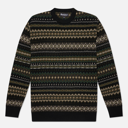 Мужской свитер Barbour Case Fairisle Crew, цвет чёрный, размер L