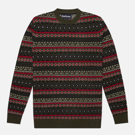 Мужской свитер Barbour Easdale Fairisle Crew Neck, цвет зелёный, размер L