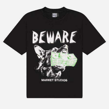 Мужская футболка MARKET Beware My Income, цвет чёрный, размер S