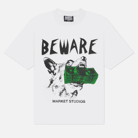 Мужская футболка MARKET Beware My Income, цвет белый, размер XL