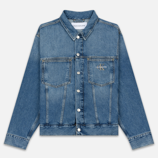 Мужская джинсовая куртка Calvin Klein Jeans Oversized Embroidered Monogram Mid Blue