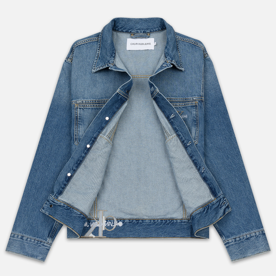 Мужская джинсовая куртка Calvin Klein Jeans Oversized Embroidered Monogram Mid Blue