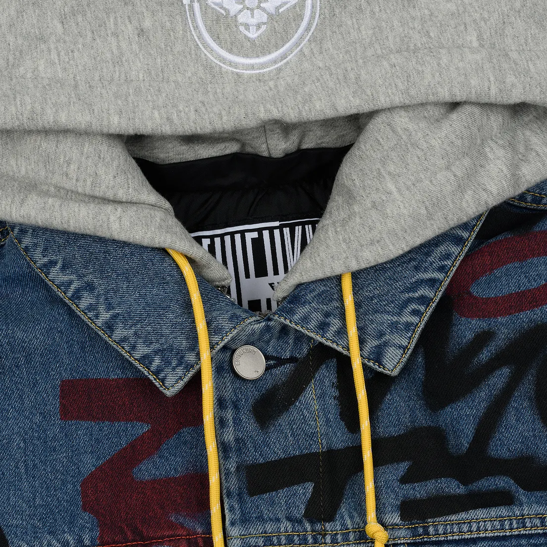 Evisu Мужская джинсовая куртка EK Graffiti Faux 3 In 1 Padded Denim