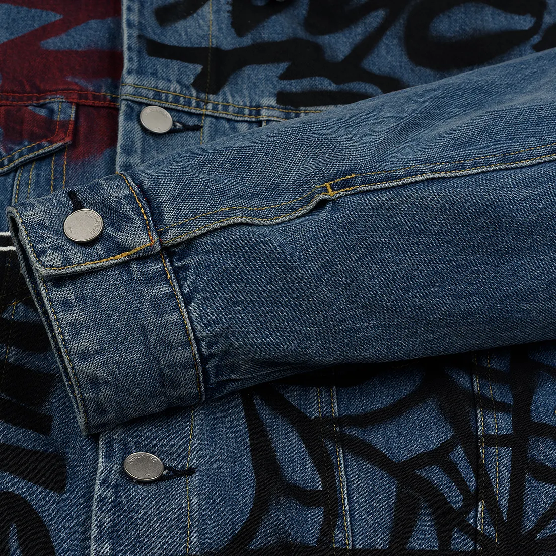 Evisu Мужская джинсовая куртка EK Graffiti Faux 3 In 1 Padded Denim