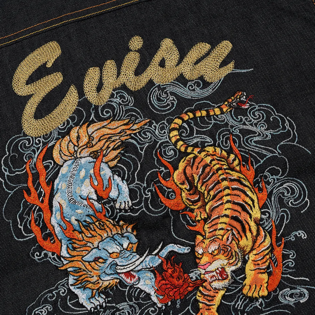 Evisu Мужская джинсовая куртка Heritage Denim Baku & Nue Embroidered At
