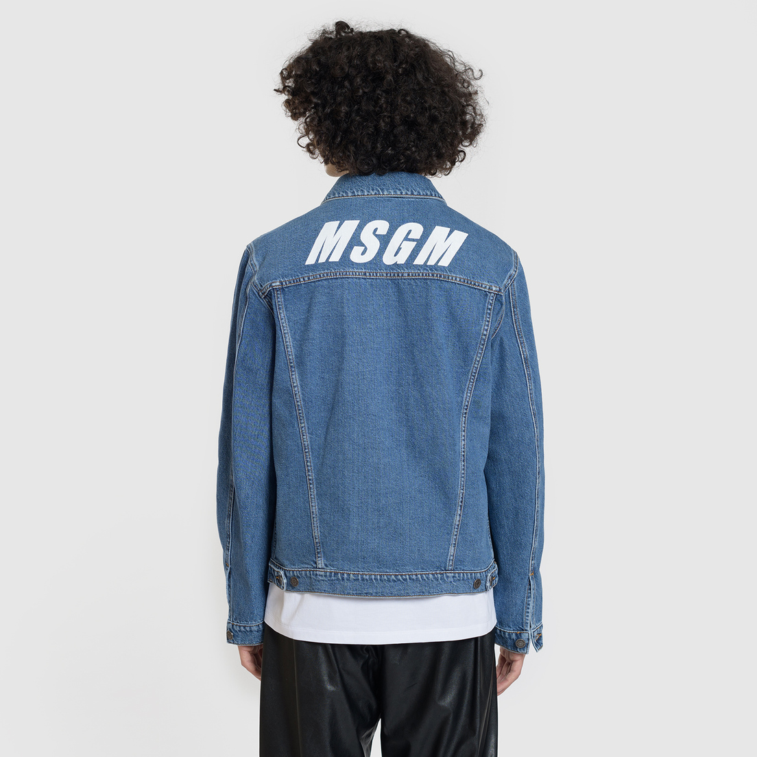 MSGM Мужская джинсовая куртка Logo MSGM Print