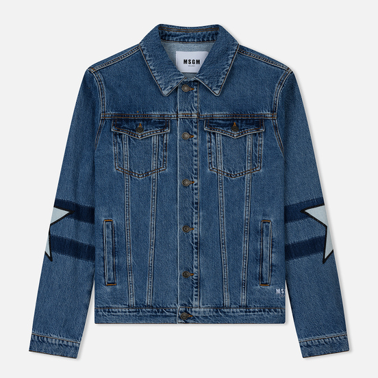 Мужская джинсовая куртка MSGM WOW Print And Stars Medium Blue