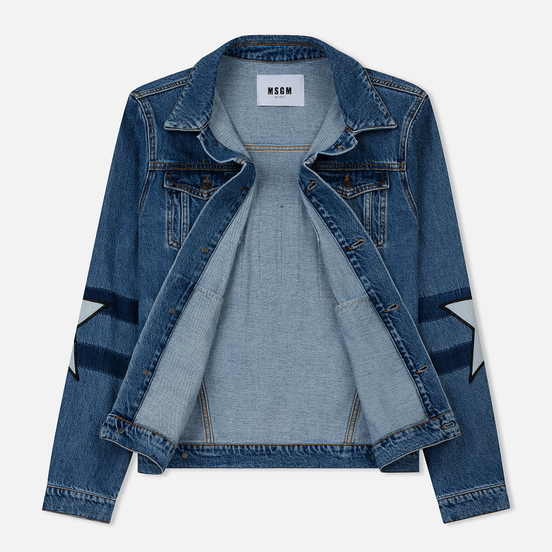 Мужская джинсовая куртка MSGM WOW Print And Stars Medium Blue