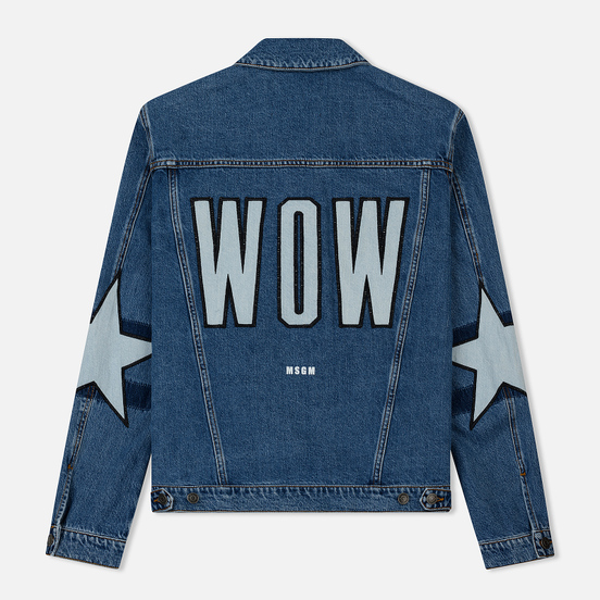 Мужская джинсовая куртка MSGM WOW Print And Stars Medium Blue