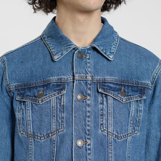 Мужская джинсовая куртка MSGM WOW Print And Stars Medium Blue