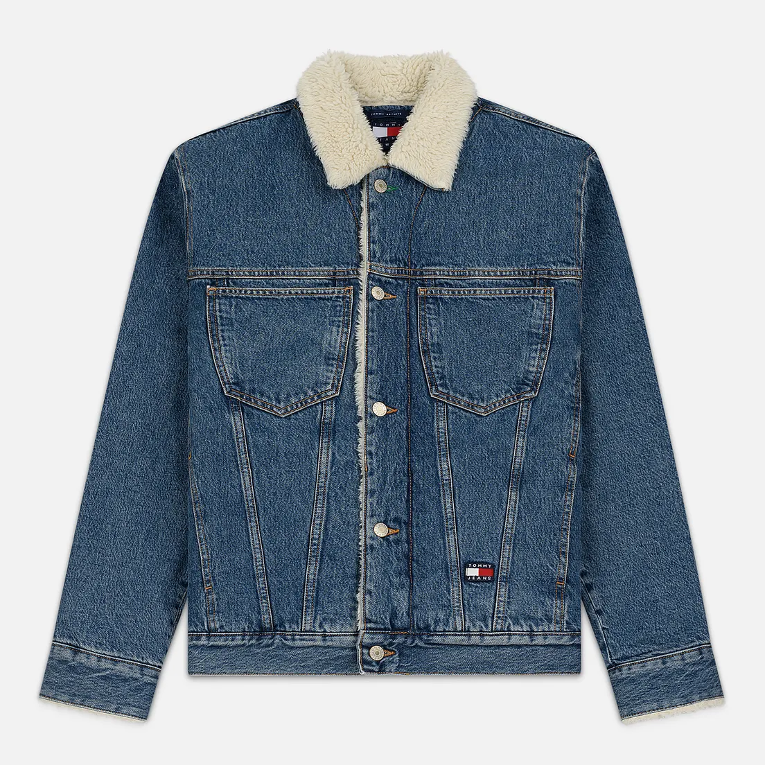 Tommy Jeans Мужская джинсовая куртка Flag Sherpa Denim