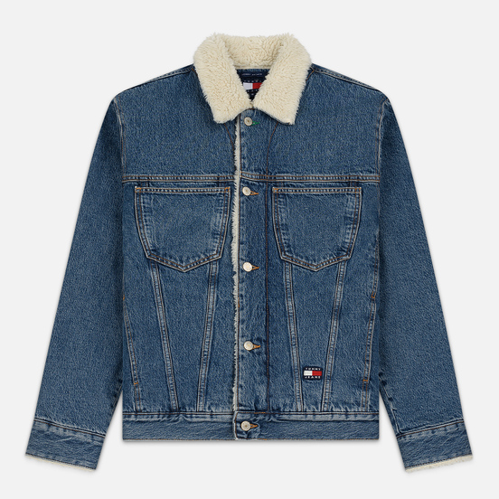 Мужская джинсовая куртка Tommy Jeans Flag Sherpa Denim Mid Blue