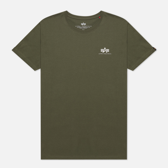 Мужская футболка Alpha Industries Basic Small Logo Dark Olive