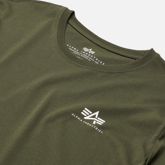 Мужская футболка Alpha Industries Basic Small Logo Dark Olive