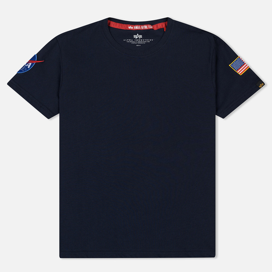 Мужская футболка Alpha Industries Nasa T Replica Blue