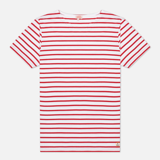 Мужская футболка Armor-Lux Heritage Mariniere Hoedic White/Braise Dark Red