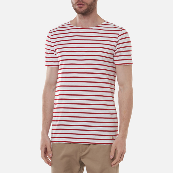Мужская футболка Armor-Lux Heritage Mariniere Hoedic White/Braise Dark Red