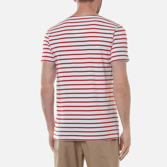 Мужская футболка Armor-Lux Heritage Mariniere Hoedic White/Braise Dark Red