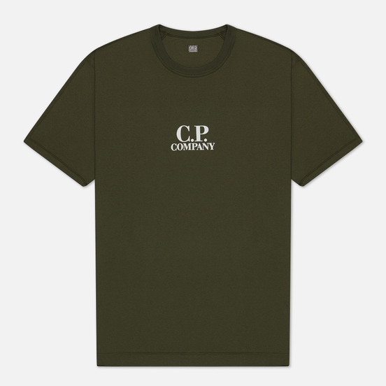Мужская футболка C.P. Company Garment Dyed Chest Logo Forest Night