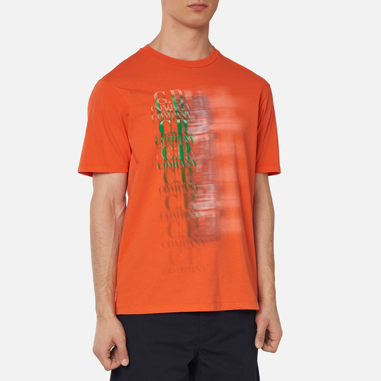 Мужская футболка C.P. Company Treated Blurred More Logo Spicy Orange
