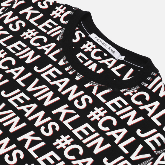 Мужская футболка Calvin Klein Jeans Logo All Over Print Black Exploded Hashtag