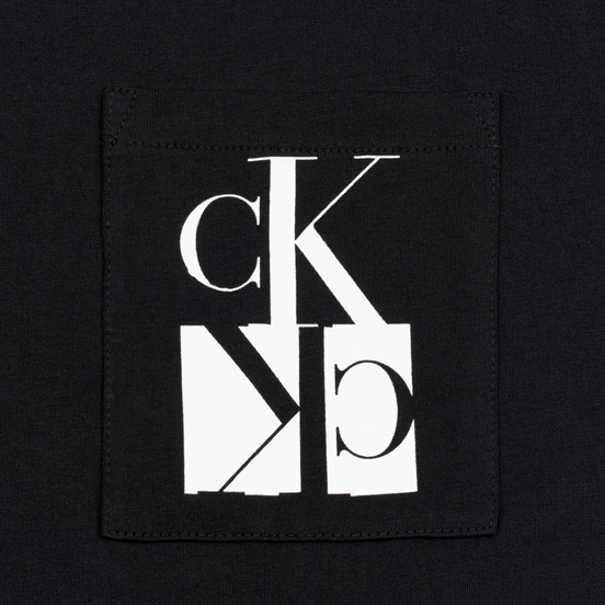 Мужская футболка Calvin Klein Jeans Slim Pocket Mirrored Monogram Logo Black/White