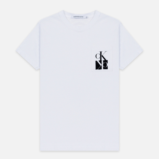 Мужская футболка Calvin Klein Jeans Slim Pocket Mirrored Monogram Logo Bright White/Black