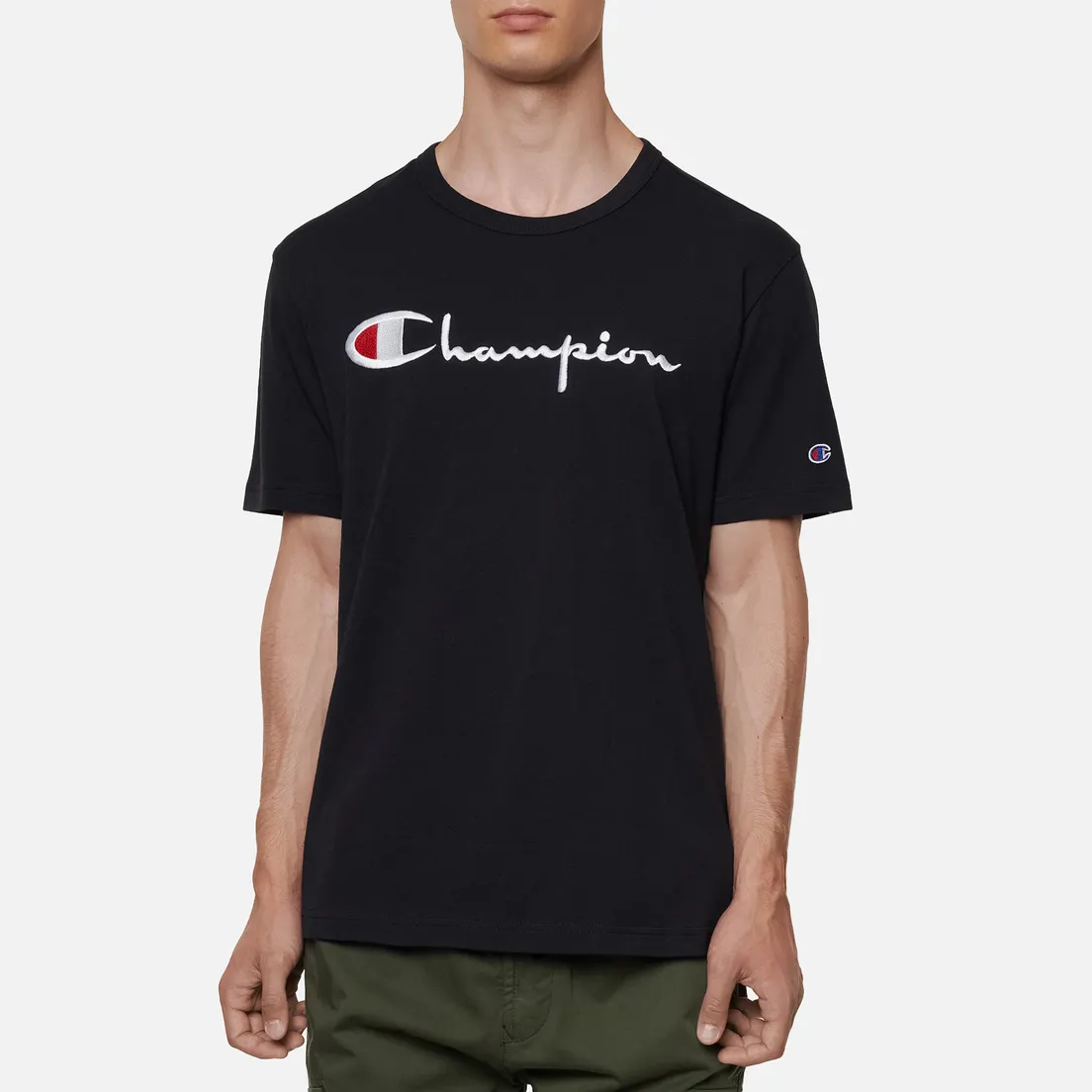 Champion Reverse Weave Мужская футболка Classic Crew Neck Script Logo
