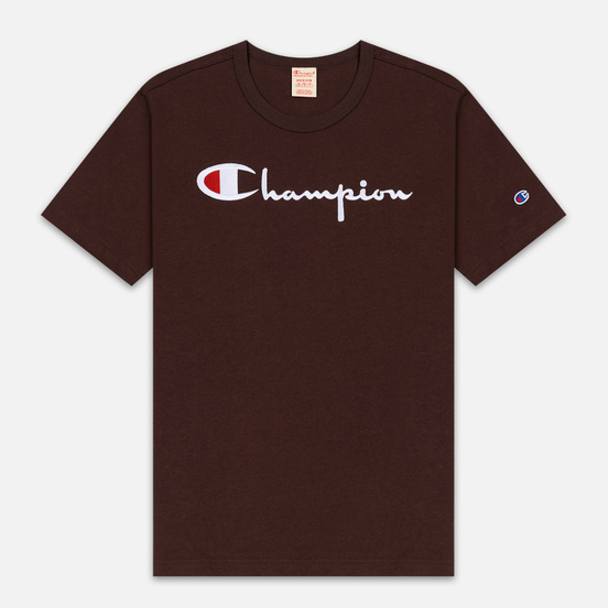 Мужская футболка Champion Reverse Weave Classic Crew Neck Script Logo Brown