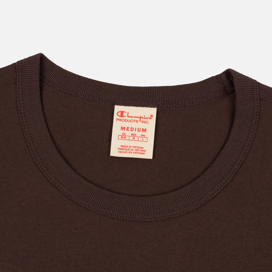 Мужская футболка Champion Reverse Weave Classic Crew Neck Script Logo Brown