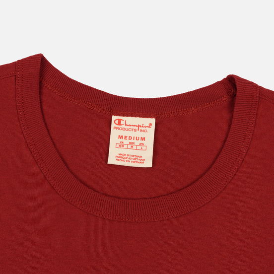 Мужская футболка Champion Reverse Weave Classic Crew Neck Script Logo Dark Red
